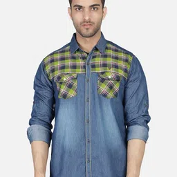 Kuons Avenue Men Green Smart Slim Fit Checked Casual Shirt-image-34