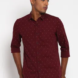 Lee Men Maroon Classic Slim Fit Printed Casual Shirt-image-62