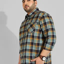 Instafab Plus Size Men Tartan Checks Checked Casual Cotton Shirt image 2
