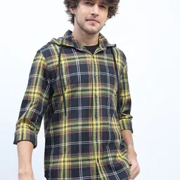 HIGHLANDER Men Navy Blue Slim Fit Tartan Checks Checked Casual Shirt-picture-25