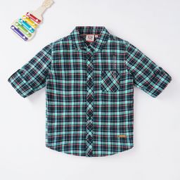 Ed-a-Mamma Boys Navy Blue Tartan Checked Casual Shirt-picture-49