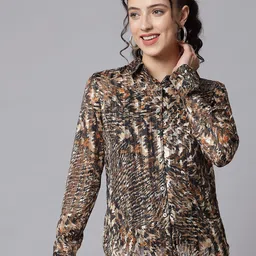 Beatnik Women Animal Printed Chiffon Casual Shirt-picture-19