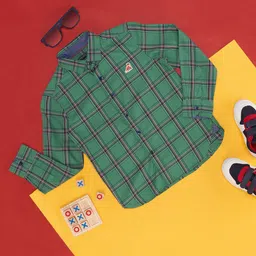 Pantaloons Junior Boys Tartan Checks Opaque Cotton Casual Shirt-image-75