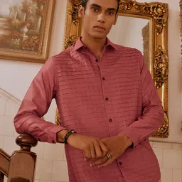 Andamen Men Premium Spread Collar Geometric Printed Cotton Casual Shirt-picture-37