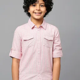 Killer Boys Gingham Checked  Roll-Up sleeves Classic Fit Pure Cotton Casual Shirt-picture-58
