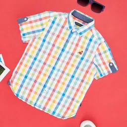 Pantaloons Junior Boys Gingham Checked Pure Cotton Casual Shirt-picture-18