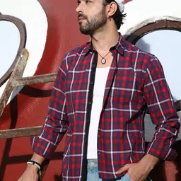 Campus Sutra Tartan Checked Spread Collar Long Sleeves Casual Shirt-picture-20