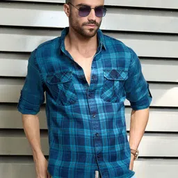 High Star Men Standard Tartan Checks Opaque Checked Casual Shirt image 3