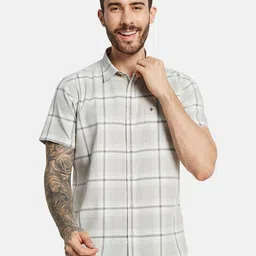 METTLE Men Windowpane Checks Opaque Checked Casual Shirt-picture-22