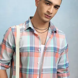 HIGHLANDER Men Spread Collar Tartan Checks Checked Cotton Casual Shirt-picture-23