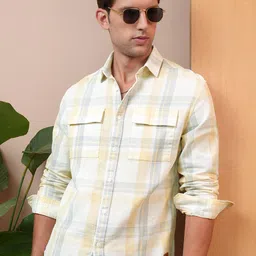 LOCOMOTIVE Premium Textured Striped Utility Pocket Cotton Relaxed Shirt-image-74