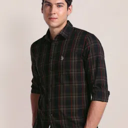 U.S. Polo Assn. Tartan Checks Opaque Checked Cotton Casual Shirt-image-74