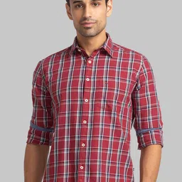 Parx Men Slim Fit Tartan Checked Spread Collar Long Sleeves Casual Shirt-picture-36