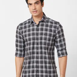 Parx Slim Fit Tartan Checks Cotton Casual Shirt-image-69