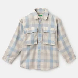 United Colors of Benetton Boys Checked Spread Collar Cotton Regular Fit Casual Shirt-picture-17