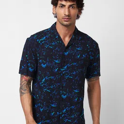 SPYKAR spread collar Short Sleeves Printed Casual Cotton Shirt-picture-40