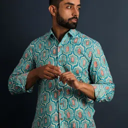 Lightpole Men Ethnic Motifs Printed Spread Collar Casual Shirt-picture-30