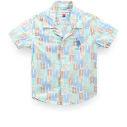 U.S. Polo Assn. Kids Boys Classic Typography Printed Cuban Collar Casual Shirt-picture-18