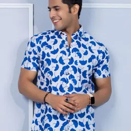Firangi Yarn Classic Floral Printed Spread Collar Cotton Casual Shirt-picture-29