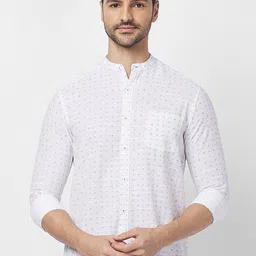 SNX Men Tailored Fit Micro Ditsy Printed Mandarin Collar Casual Shirt-picture-29