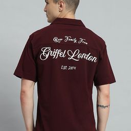 GRIFFEL Premium Typography Printed Cuban Collar Cotton Casual Shirt-picture-21