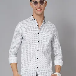 PAUL STREET Standard Slim Fit Micro Ditsy Printed Casual Shirt-image-14