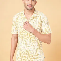 7 Alt by Pantaloons Cuban Collar Abstract Printed Slim Fit Casual Cotton Shirt-image-87