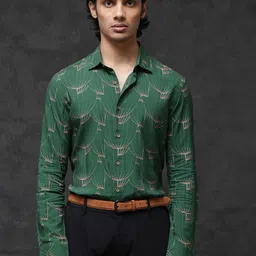 RARE RABBIT Men Rasou Slim Fit Camouflage Printed Formal Shirt-image-2