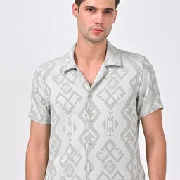 POE Smart Slim Fit Opaque Printed Cotton Casual Shirt-picture-25