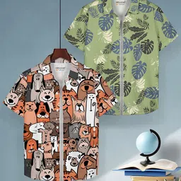 HELLCAT Boys Floral Opaque Printed Casual Shirt-picture-41