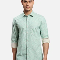 ColorPlus Floral Printed Spread Collar Cotton Casual Shirt-picture-18