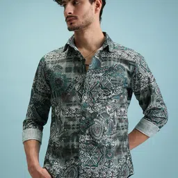 HIGHLANDER Men Slim Fit Floral Opaque Printed Casual Shirt-picture-12