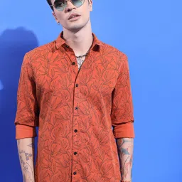 KETCH Floral Printed Slim Fit Cotton Casual Shirt-image-1