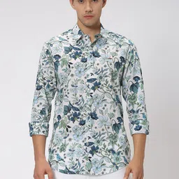 Mufti Slim Fit Floral Opaque Printed Cotton Casual Shirt-image-98