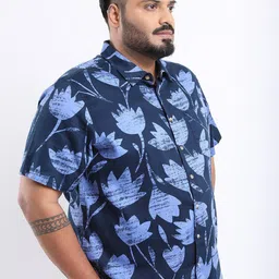 HIGHLANDER Plus Size Floral Printed Cotton Casual Shirt-picture-28
