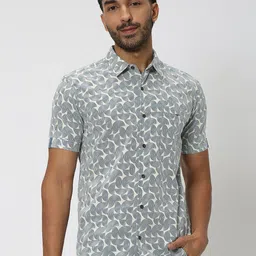 Mufti Floral Printed Slim Fit Pure Cotton Casual Shirt-picture-27