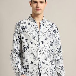 Banana Club Men Abstract Nautical Printed Spread Collar Slim Fit Casual Shirt-picture-16