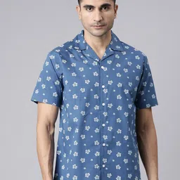Joven Slim Fit Conversational Printed Cuban Collar Cotton Casual Shirt-picture-17