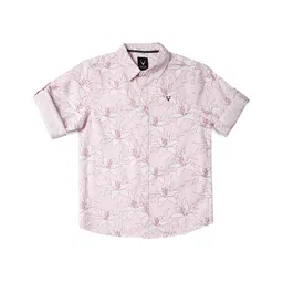Allen Solly Junior Boys Slim Fit Floral Printed Spread Collar Short Sleeves Cotton Shirt-picture-21