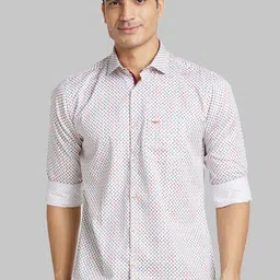 Park Avenue Slim Fit Geometric Printed Cutaway Collar Pure Cotton Casual Shirt-image-8