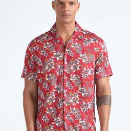 Flying Machine Floral Printed Cuban Collar Casual Shirt image 1