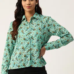 Slenor Floral Printed Shirt Collar Long Sleeves Shirt Style Top-picture-17