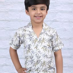 Polka Tots Boys Modern Floral Printed Opaque Cotton Casual Shirt-picture-43