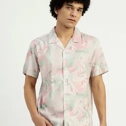 United Colors of Benetton Abstract Printed Spread Collar Short Sleeves Casual Shirt image 1