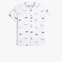 Koton Boys Printed Spread Collar Short Sleeves Cotton Casual Shirt-picture-35