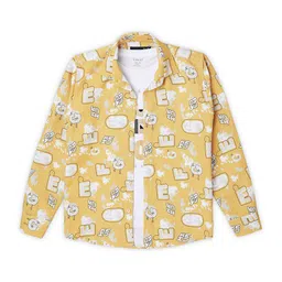 CAVIO Boys Standard Conversational Printed Pure Cotton Shirt With T-Shirt-image-42