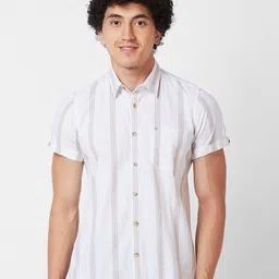 SPYKAR Striped Cotton Linen Casual Shirt-image-68