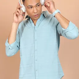 HIGHLANDER Horizontal Striped Slim Fit Cotton Casual Shirt-picture-30