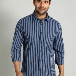 Indian Terrain Chiseled Skinny Fit Striped Spread Collar Cotton Shirt-picture-30