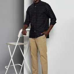 Tommy Hilfiger New Horizontal Stripes Spread Collar Long Sleeves Cotton Casual Shirt-picture-3